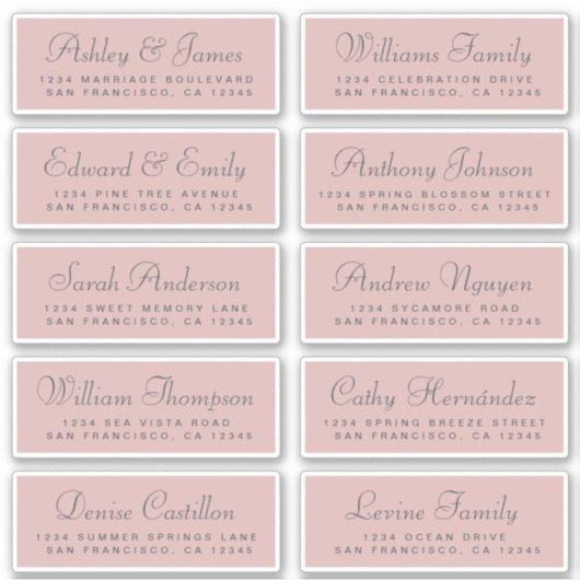 Chic Calligraphy Wedding Guest Address Labels (Vorderseite)