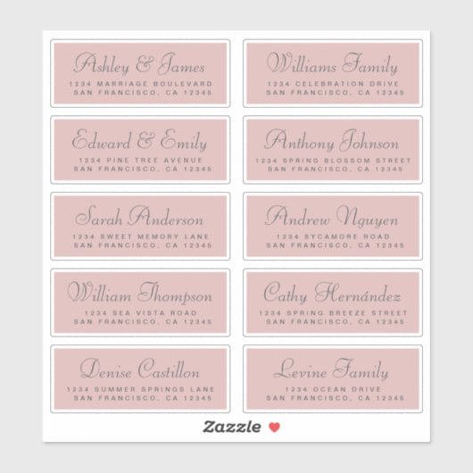 Chic Calligraphy Wedding Guest Address Labels (Blatt)