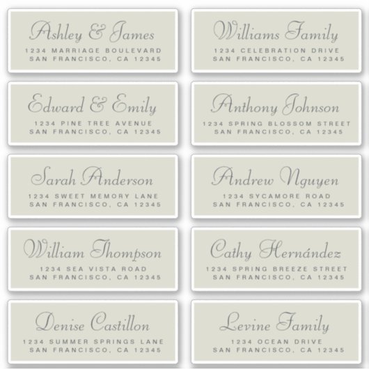 Chic Calligraphy Wedding Guest Address Labels (Vorderseite)