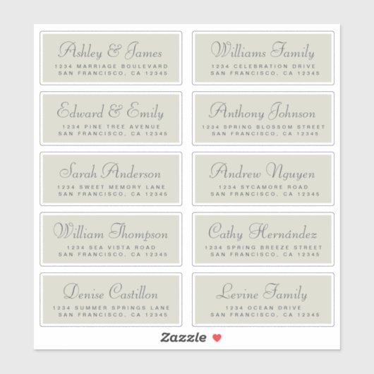 Chic Calligraphy Wedding Guest Address Labels (Blatt)