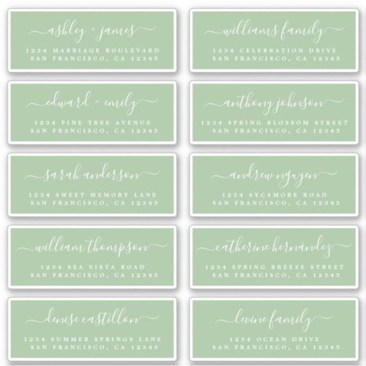 Chic Calligraphy Wedding Guest Address Labels (Vorderseite)