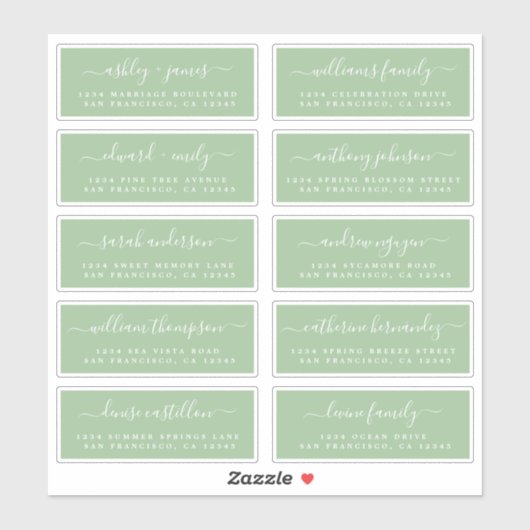 Chic Calligraphy Wedding Guest Address Labels (Blatt)