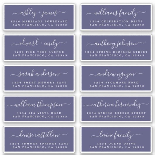 Chic Calligraphy Wedding Guest Address Labels (Vorderseite)