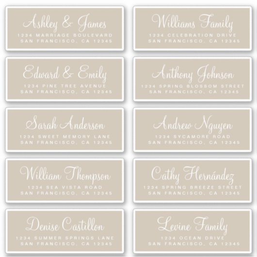 Chic Calligraphy Wedding Guest Address Labels (Vorderseite)