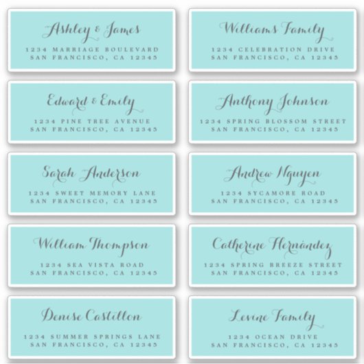 Chic Calligraphy Wedding Guest Address Labels (Vorderseite)