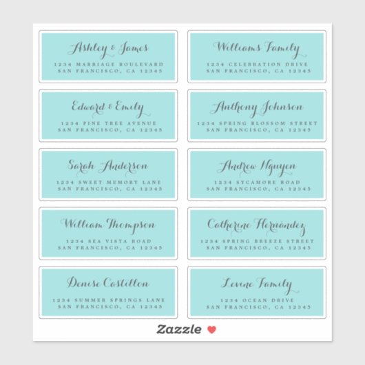 Chic Calligraphy Wedding Guest Address Labels (Blatt)