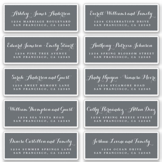 Chic Calligraphy Wedding Guest Address Labels (Vorderseite)