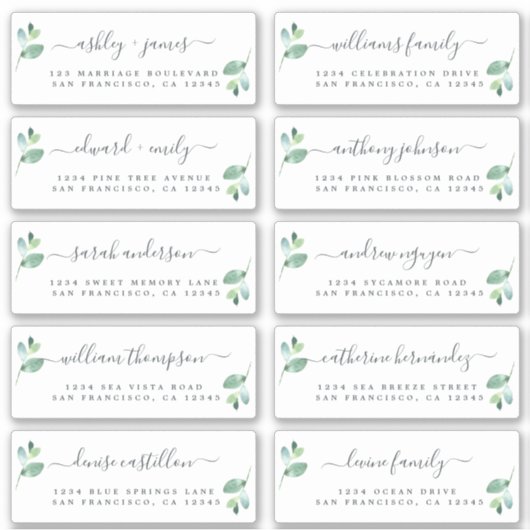 Chic Calligraphy Wedding Guest Address Labels (Vorderseite)
