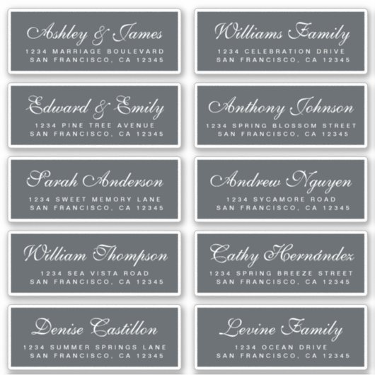 Chic Calligraphy Wedding Guest Address Labels (Vorderseite)