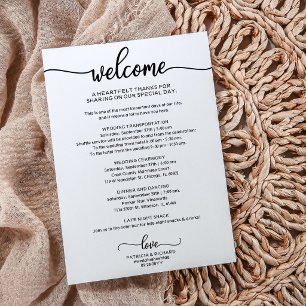 Chic Calligraphy Wedding Itinerary Einladung