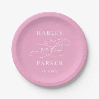 Chic Calligraphy Wedding Probe Verlobung Pappteller