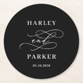 Chic Calligraphy Wedding Probe Verlobung Runder Pappuntersetzer (Vorderseite)
