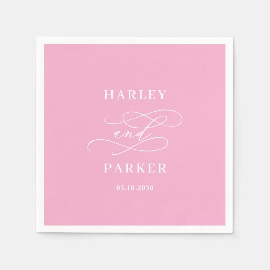 Chic Calligraphy Wedding Probe Verlobung Serviette (Vorderseite)