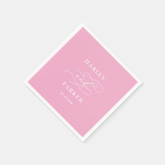 Chic Calligraphy Wedding Probe Verlobung Serviette (Ecke)