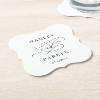 Chic Calligraphy Wedding Probe Verlobung Untersetzer
