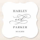 Chic Calligraphy Wedding Probe Verlobung Untersetzer (Vorderseite)