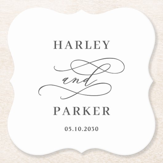 Chic Calligraphy Wedding Probe Verlobung Untersetzer (Vorderseite)