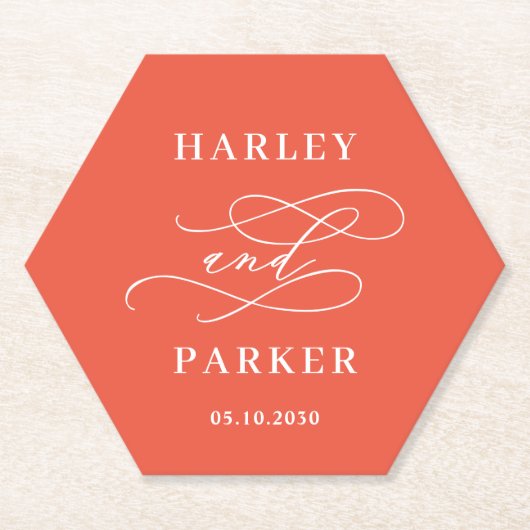 Chic Calligraphy Wedding Probe Verlobung Untersetzer (Vorderseite)