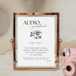 Chic Calligraphy Wedding Telefone Audio Gäestbook Sockelschild