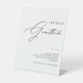 Chic Calligraphy Wedding Telefone Audio Gäestbook Sockelschild (Vorderseite)