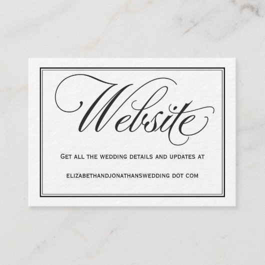 Chic Calligraphy Wedding Website Information Card Begleitkarte (Vorderseite)