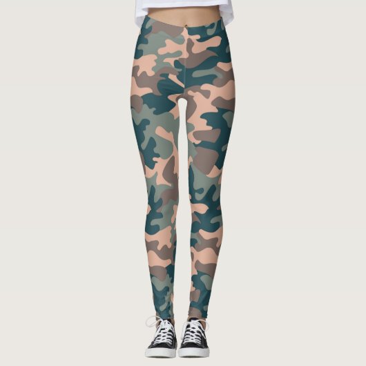Chic Camouflage Khaki Pattern Leggings (Vorderseite)