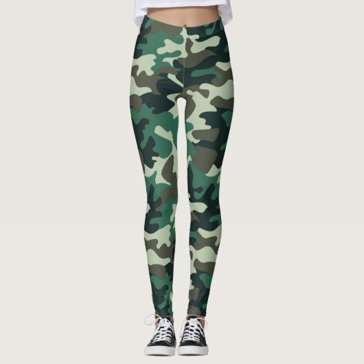 Chic Camouflage Khaki Pattern Leggings (Vorderseite)