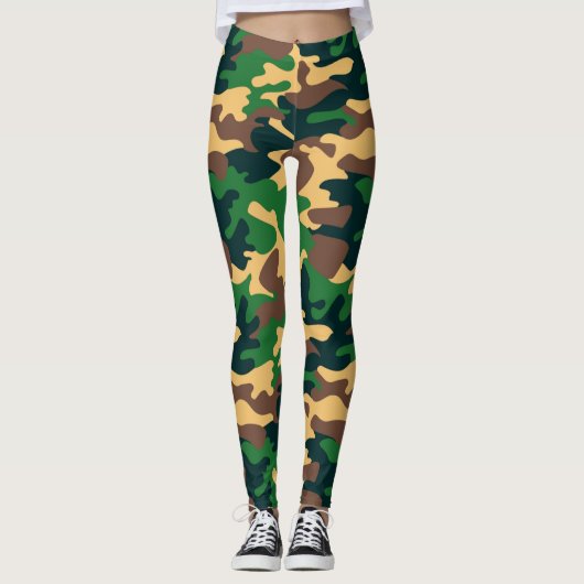 Chic Camouflage Khaki Pattern Leggings (Vorderseite)