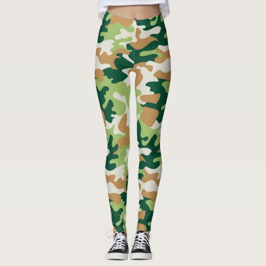 Chic Camouflage Khaki Pattern Leggings (Vorderseite)