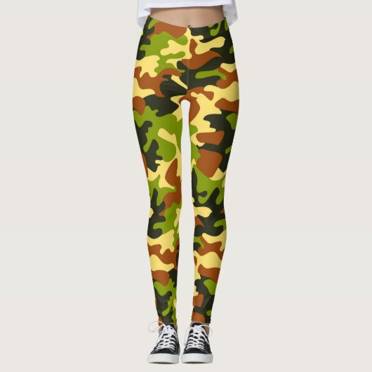 Chic Camouflage Khaki Pattern Leggings (Vorderseite)