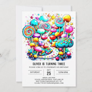 Chic Candy Editable Geburtstag Einladung