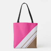 Chic Candy Pink Mocha White Slant Racing Streifen Tasche (Rückseite)