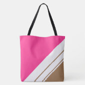 Chic Candy Pink Mocha White Slant Racing Streifen Tasche (Rückseite)