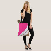 Chic Candy Pink Mocha White Slant Racing Streifen Tasche (Am Model)