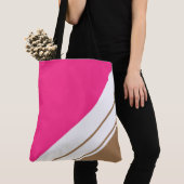 Chic Candy Pink Mocha White Slant Racing Streifen Tasche (Von Nahem)
