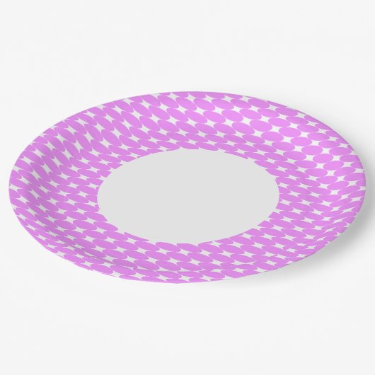 Chic Candy Pink Weiße Sternexplosion Muster Streif Pappteller (Schrägansicht)