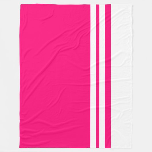 Chic Candy rosa Farbblock Weiße Racing Streifen Fleecedecke (Vorderseite)