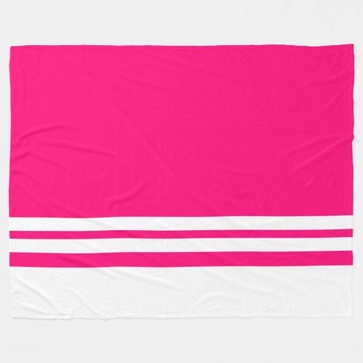 Chic Candy rosa Farbblock Weiße Racing Streifen Fleecedecke (Vorderseite (Horizontal))