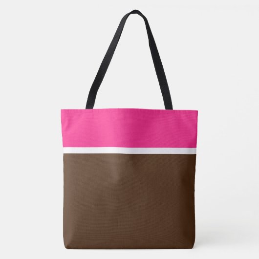 Chic Candy rosa weiße Streifen auf Kakao braun Tasche (Vorderseite)