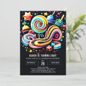Chic Candyland Birthday Einladung (Stehend Vorderseite)