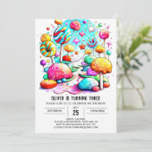 Chic Candyland Birthday Einladung (Stehend Vorderseite)