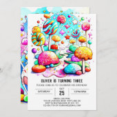 Chic Candyland Birthday Einladung (Vorne/Hinten)