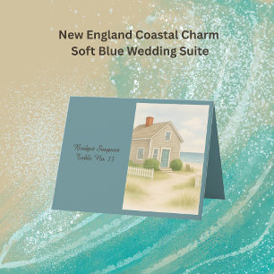 chic Cape Cod Coastal Soft Blue Wedelcard Dankeskarte