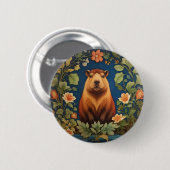Chic Capybara - William Morris Inspiriert Button (Vorne & Hinten)