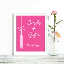 Chic Cards & Gifts Tassel Bow Pink Abschluss Zeich
