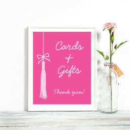 Chic Cards & Gifts Tassel Bow Pink Abschluss Zeich Poster