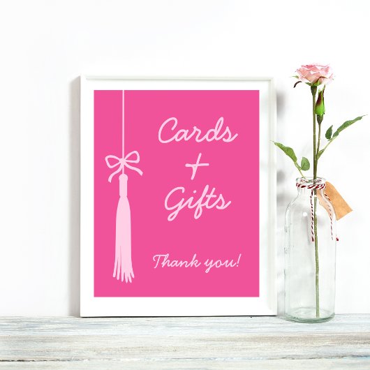 Chic Cards & Gifts Tassel Bow Pink Abschluss Zeich Poster