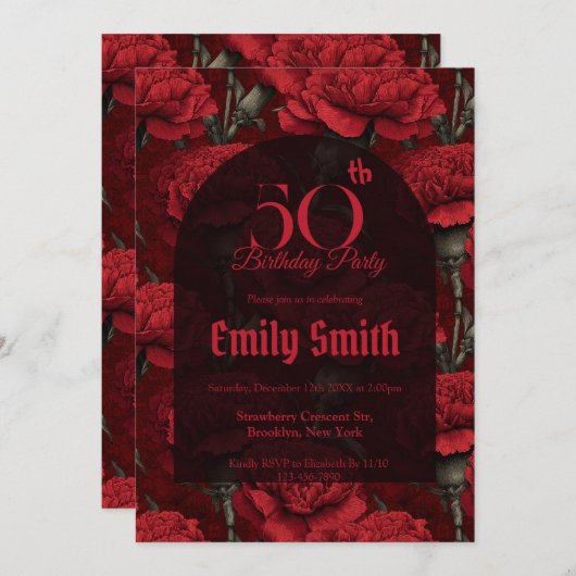 Chic Carnation Accent Spring Birthday Einladung (Vorne/Hinten)