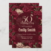 Chic Carnation Charm Birthday Present Einladung (Vorne/Hinten)