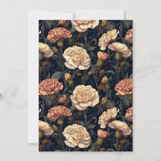 Chic Carnation Themed Party Einladung (Rückseite)